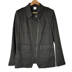 Cabi Blazer Academy Dark Olive Green Rayon Nylon Edgy Zipper Closure Size L